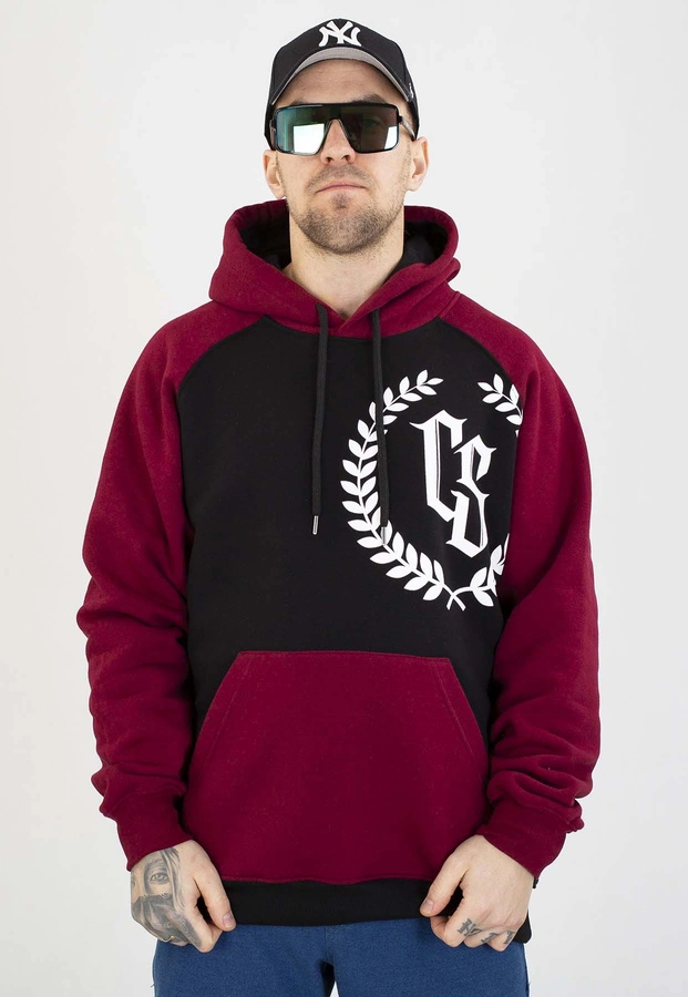 Bluza Ciemna Strefa Z Kapturem CS Reglan czarno bordowa