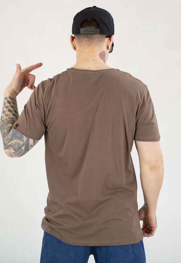 T-shirt Alpha Industries Basic Small Logo 188505 brązowy