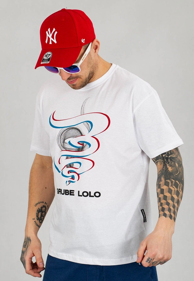 T-shirt Grube Lolo Outline Big biały