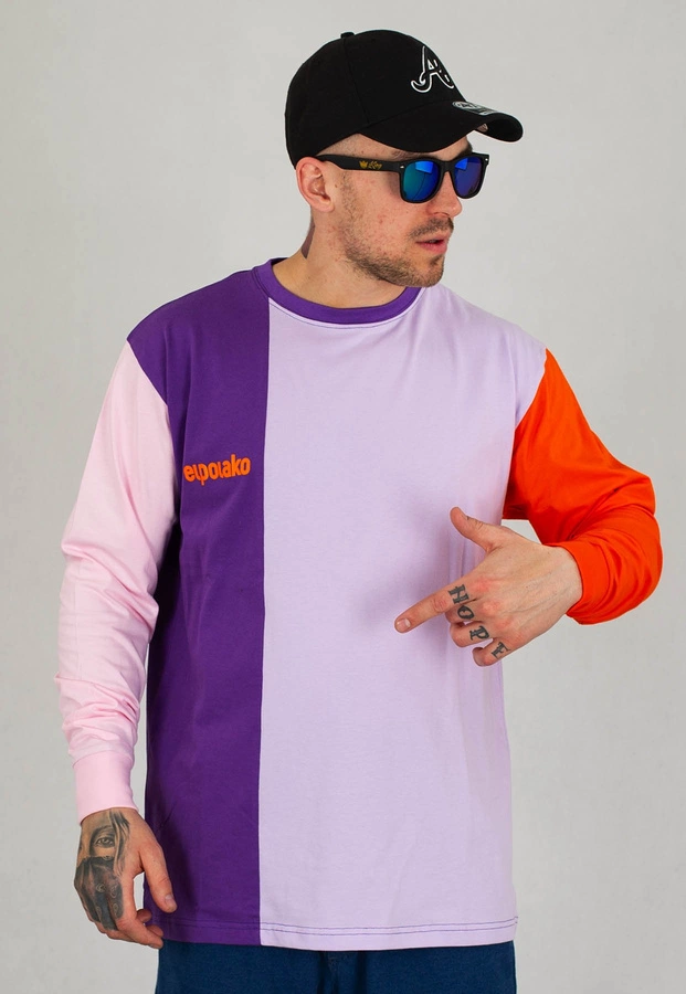 Longsleeve El Polako Cut Half fioletowo różowo pomarańczowy