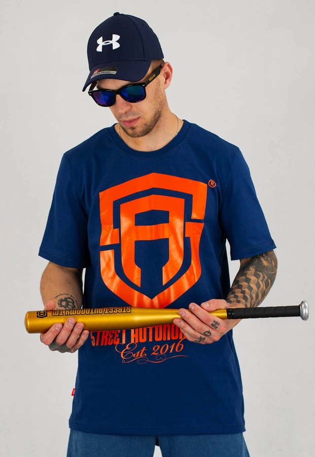 T-shirt Street Autonomy Classic Est granatowo pomarańczowy