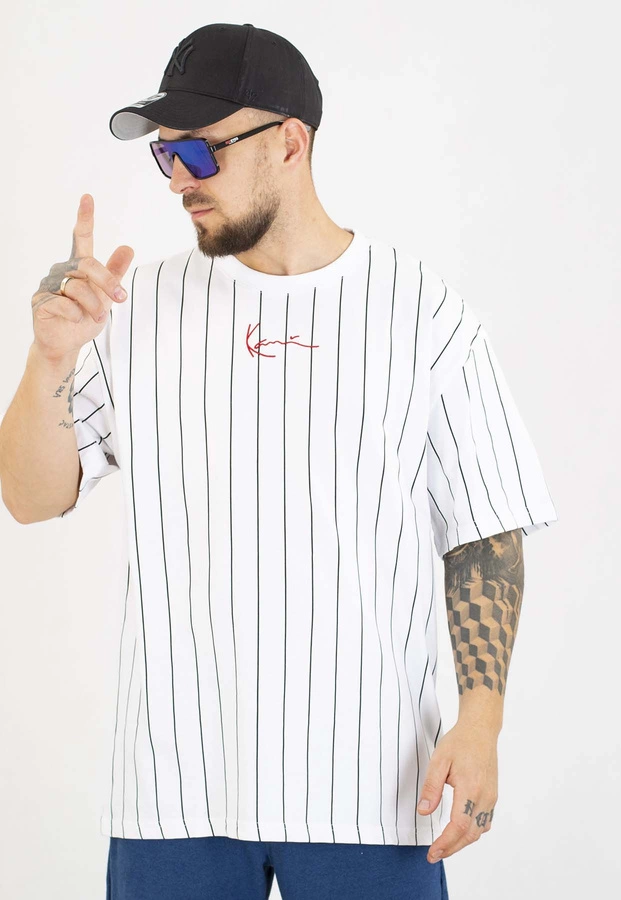 T-shirt Karl Kani KK Small Signature pinstripe 6030152 biały