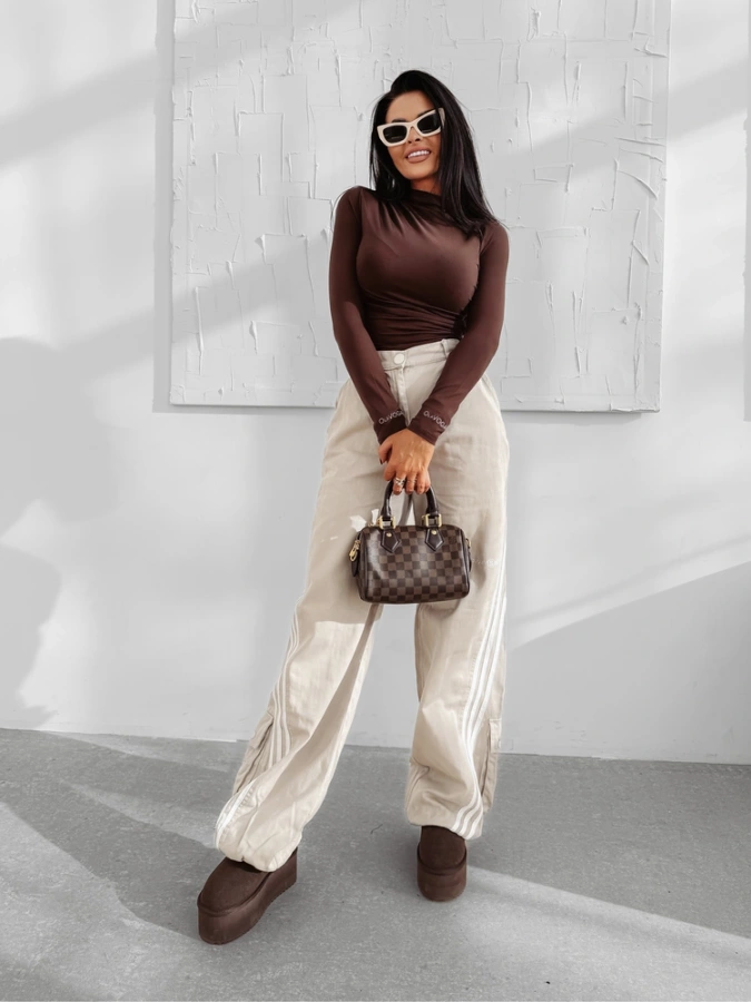 Longsleeve Olavoga Nerelia brązowy