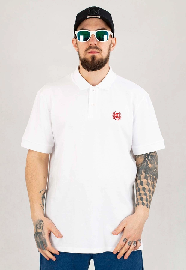 T-shirt Polo Diil Laur biało czerwony