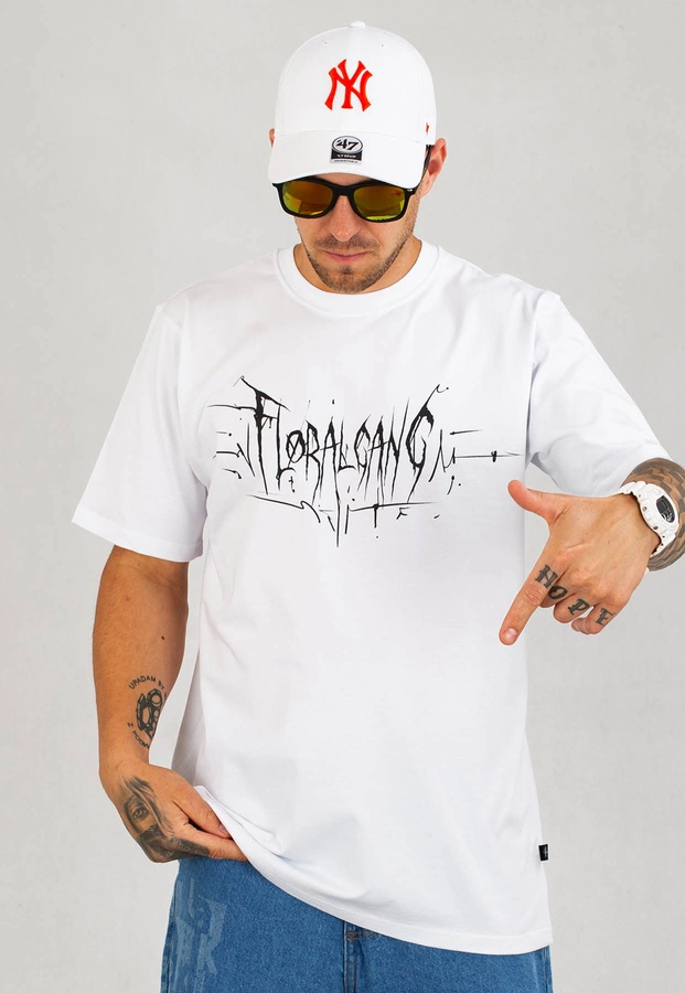 T-shirt Floral Gang Fleck biały