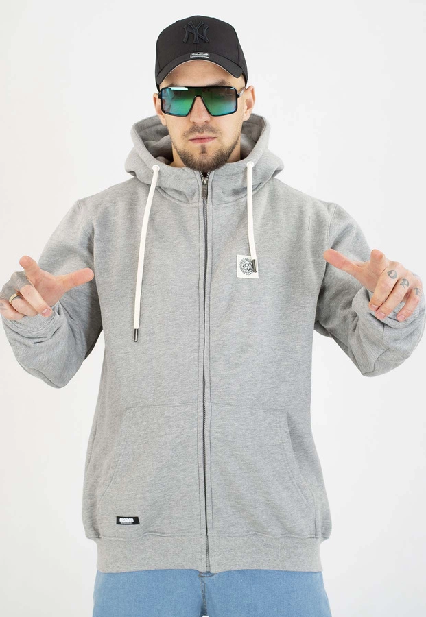 Bluza Mass Z Kapturem ZIP Patch szara