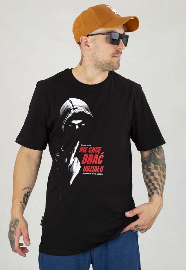 T-shirt Ciemna Strefa Nie Chcę Brać Udziału czarny