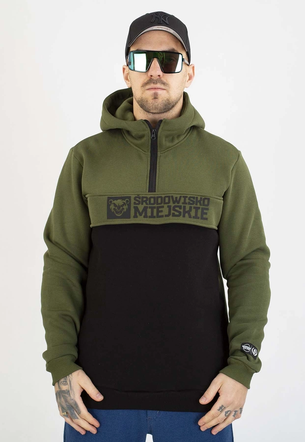 Bluza Środowisko Miejskie Z Kapturem Essential Bear khaki czarna