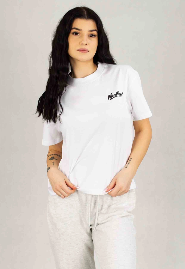 T-shirt Nice View Brand Small biały