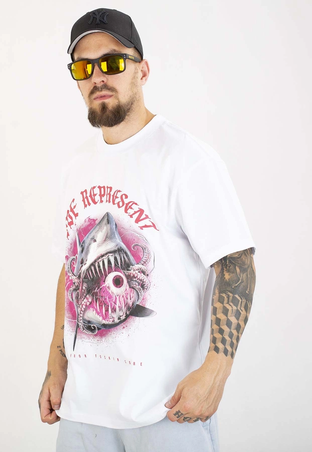 T-shirt Brain Dead Familia Shark biały