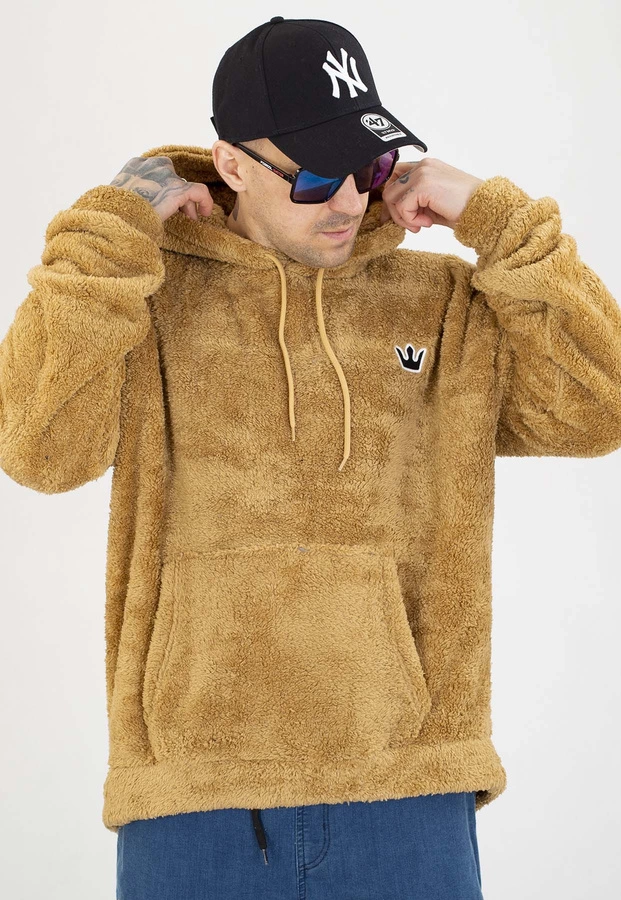 Bluza Jigga Wear Z Kapturem Sherpa Simple Crown beżowa