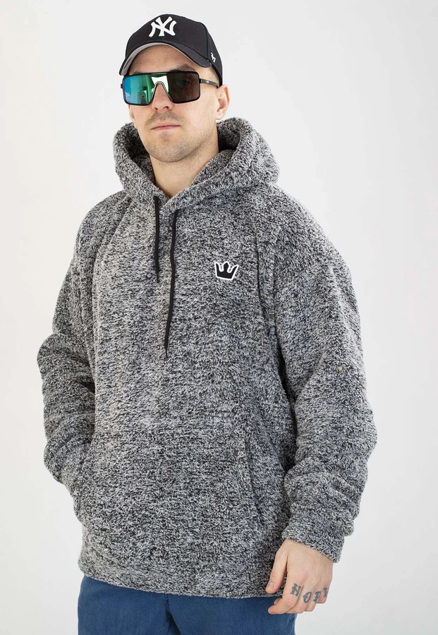 Bluza Jigga Wear Z Kapturem Teddy Simple Crown szara