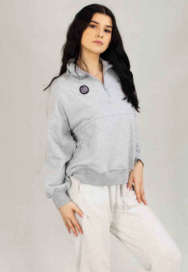 Bluza Prosto Bez Kaptura Half Zip Cla99y szara