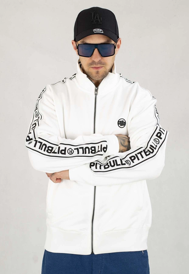 Bluza Pit Bull Bez Kaptura Zip Tape Logo biała