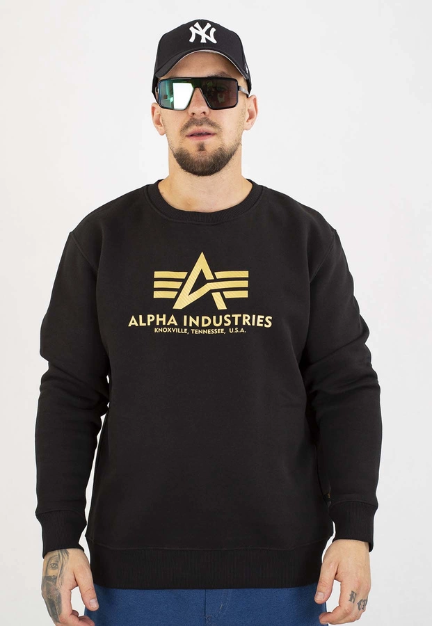 Bluza Alpha Industries Bez Kaptura Basic Carbon 146311 czarno złota