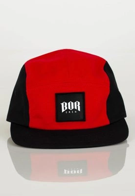Czapka 5 Panel B.O.R. Biuro Ochrony Rapu Kwadrat New czarno czerwona