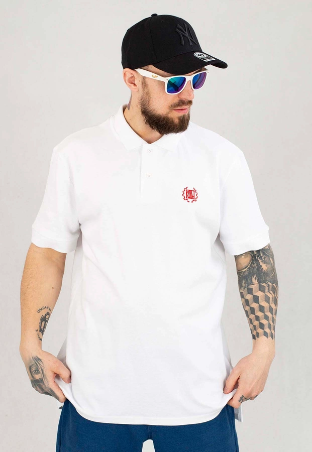 T-shirt Polo Diil Laur biało czerwony