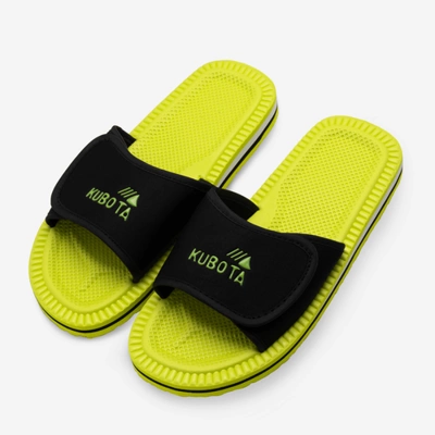 Klapki Kubota Rzep limonkowo czarne