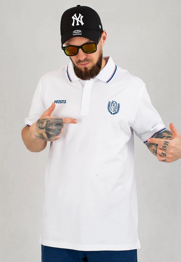 T-shirt Polo Prosto Woods biały