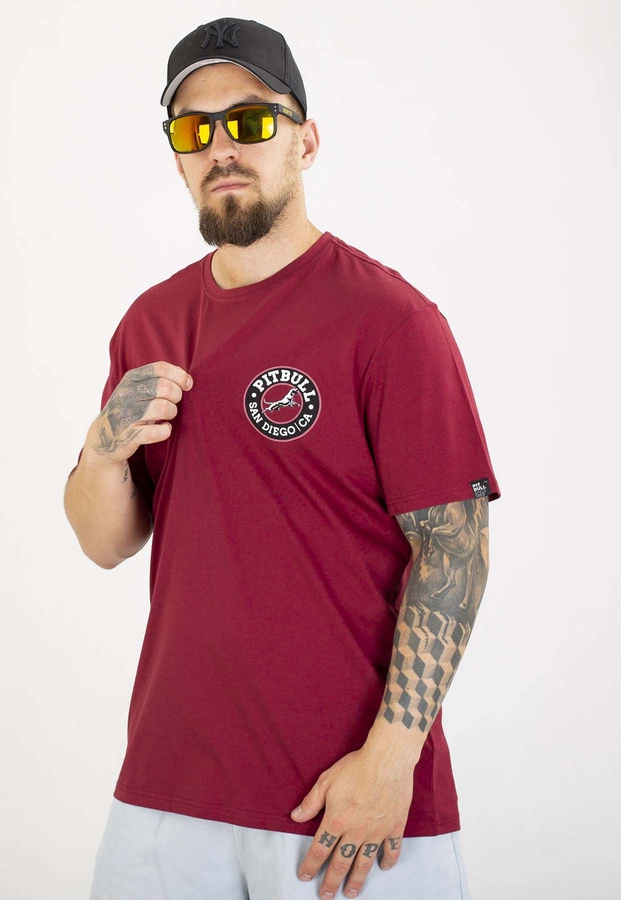 T-shirt Pit Bull San Diego Ca Black 170 burgundy