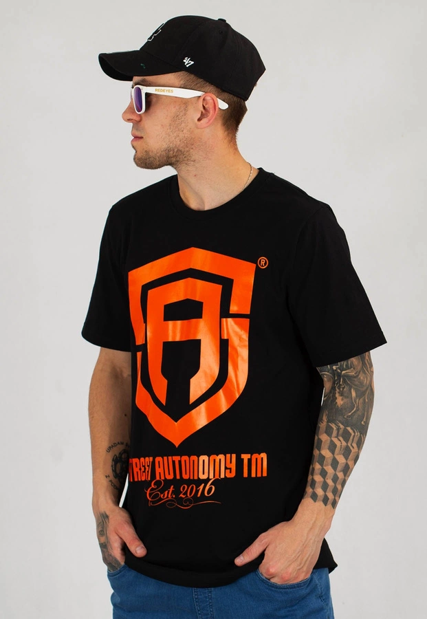 T-shirt Street Autonomy Classic Est czarno pomarańczowy