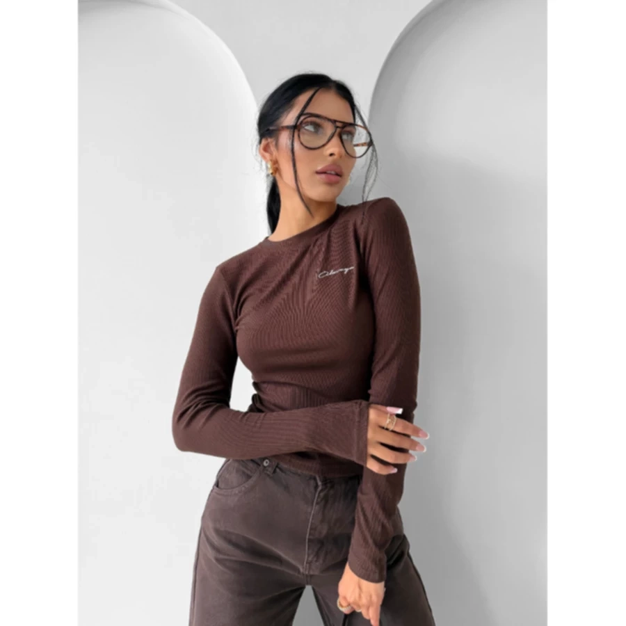 Longsleeve Olavoga Sae brązowy