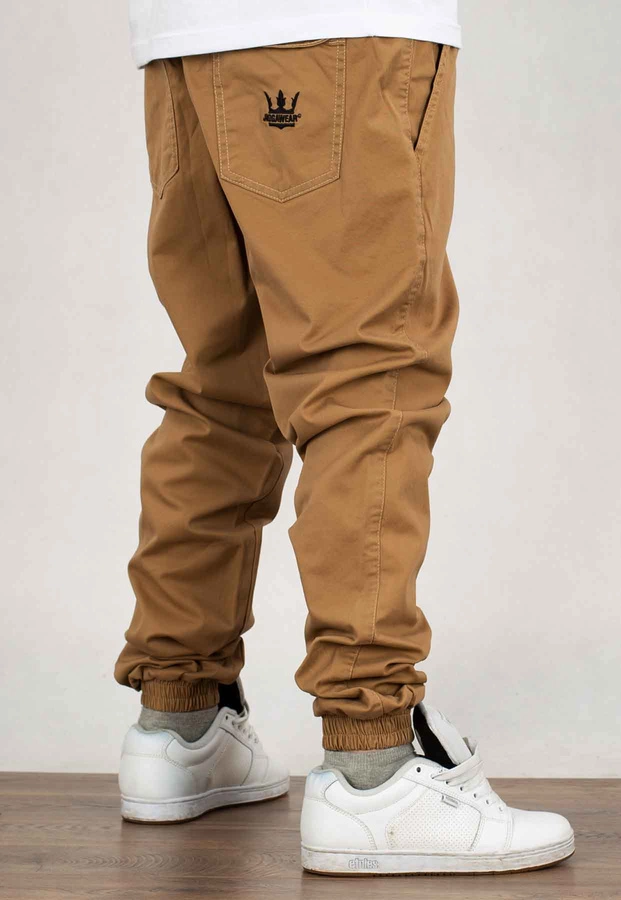 Spodnie Jigga Wear Crown Stitch Jogger brązowo czarne