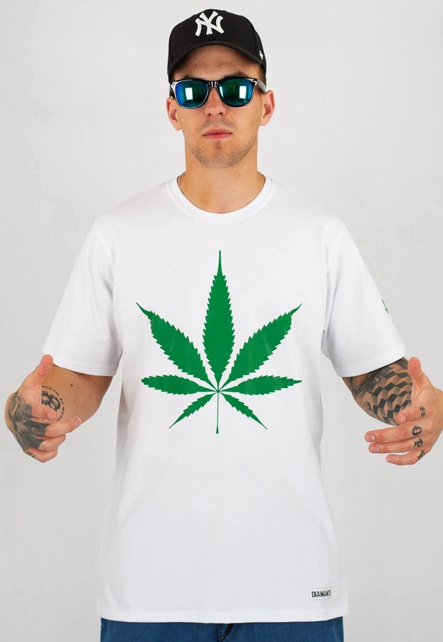 T-shirt Diamante Wear God Bless Weed biały