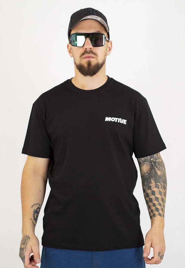 T-shirt Motive Yourself Back Blue Red Logo czarny