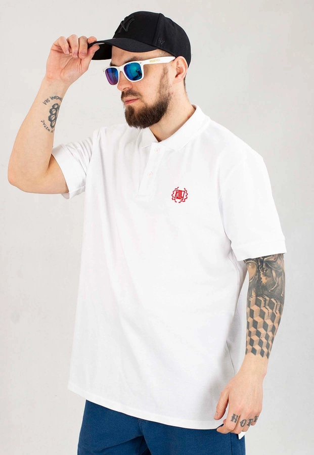 T-shirt Polo Diil Laur biało czerwony