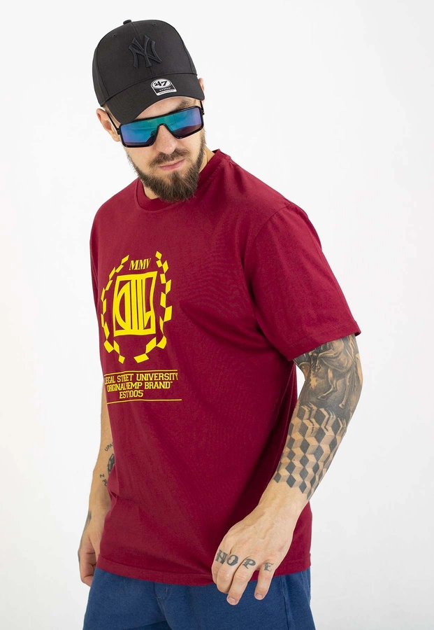T-shirt Diil Laur bordowo żółty