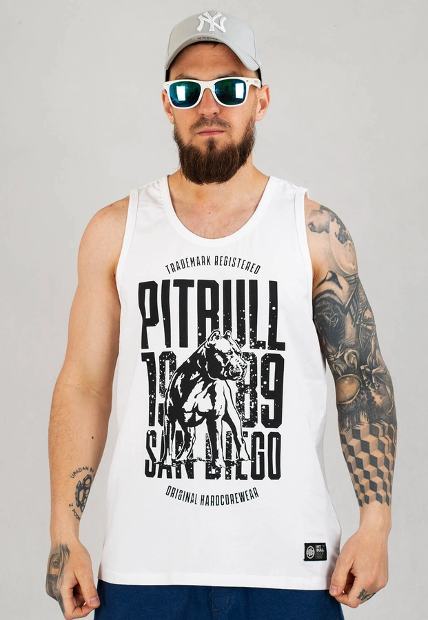 Tank Pit Bull Slim Fit San Diego Dog biały