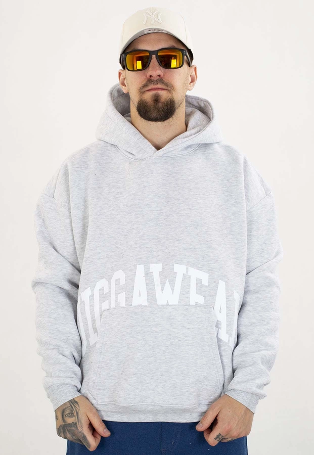 Bluza Jigga Wear Z Kapturem Baggy College szara