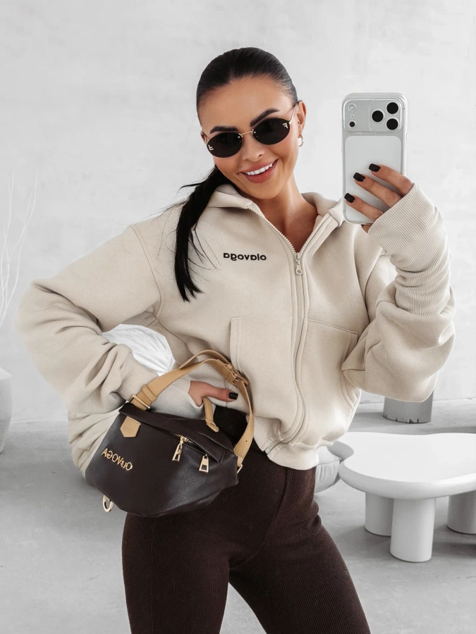 Bluza Olavoga Z Kapturem ZIP Autumn Tale beżowa