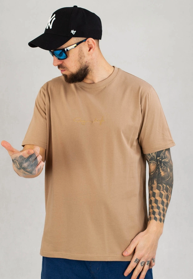 T-shirt Ganja Mafia Podpis Mini Gold beżowy