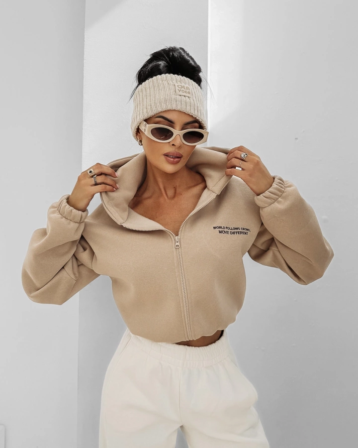 Bluza Olavoga Z Kapturem ZIP Creativa beżowa