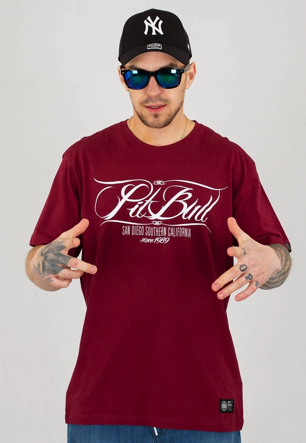 T-shirt Pit Bull Oldschool PB bordowy