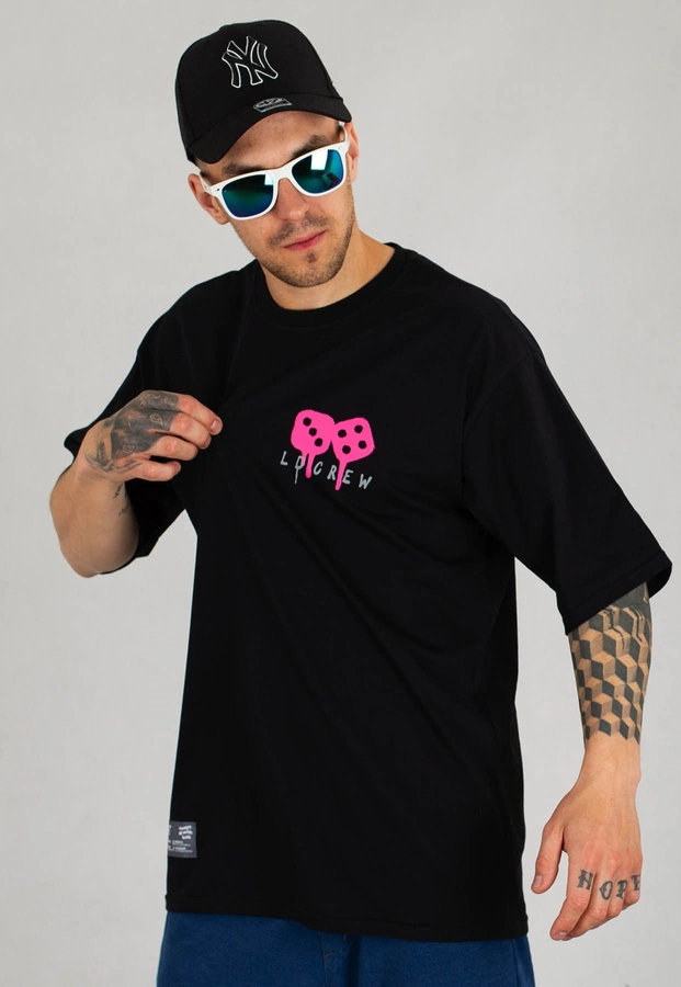 T-shirt Lucky Dice Spray Letters czarny