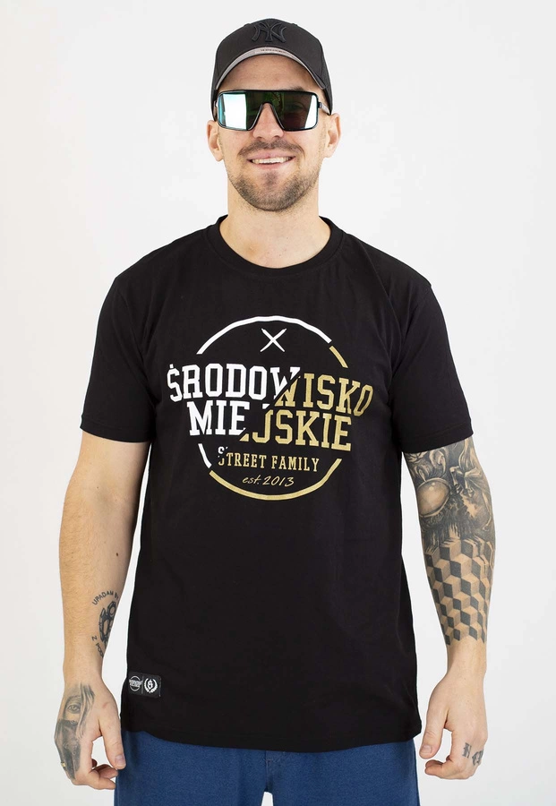 T-shirt Środowisko Miejskie Classic Cut czarno złoty 