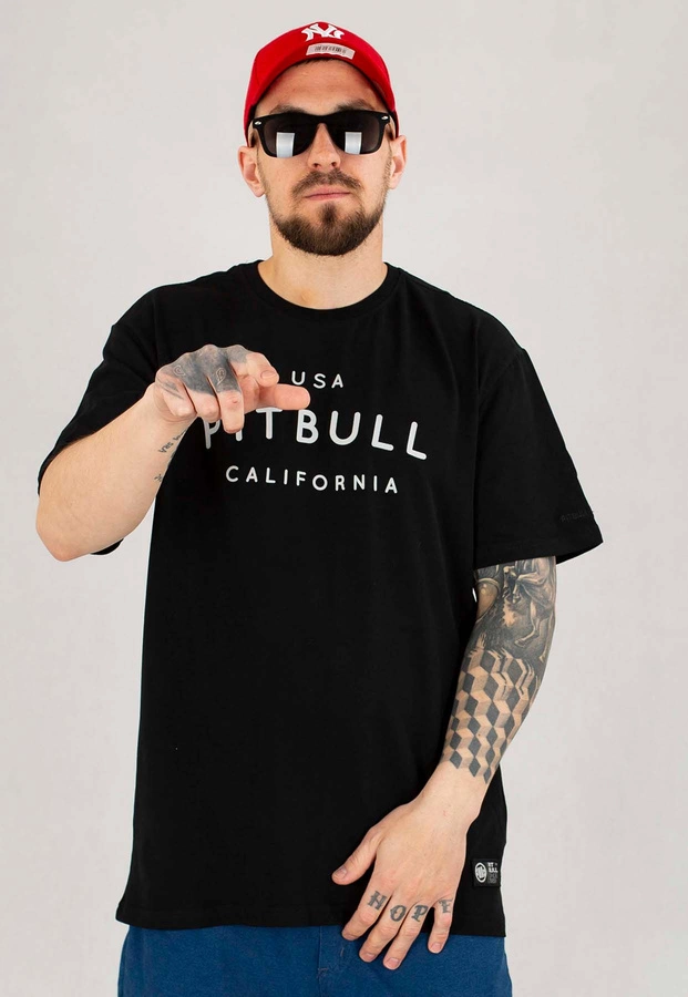 T-shirt Pit Bull Garment Washed USA Cal czarny