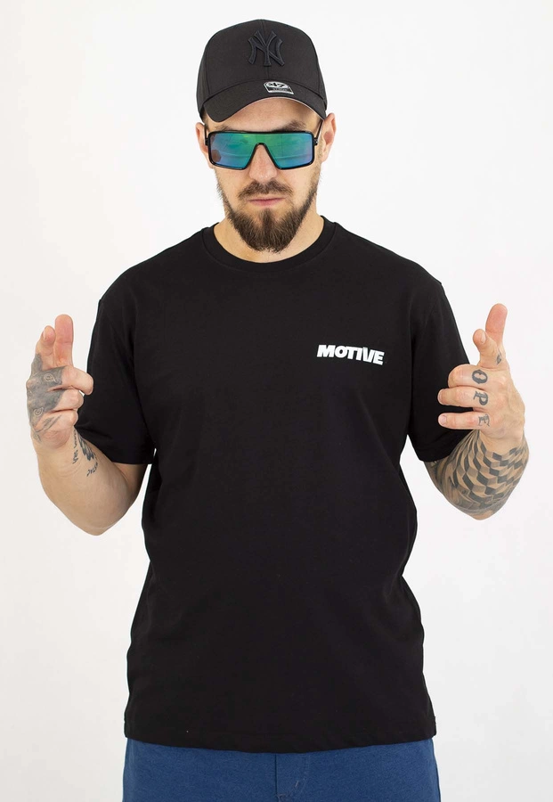 T-shirt Motive Yourself Back Blue Red Logo czarny