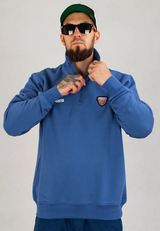 Bluza Prosto Bez Kaptura Half Zip Mastem niebieska