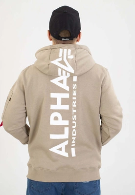 Bluza Alpha Industries ZIP Z Kapturem Back Print 128342 beżowa