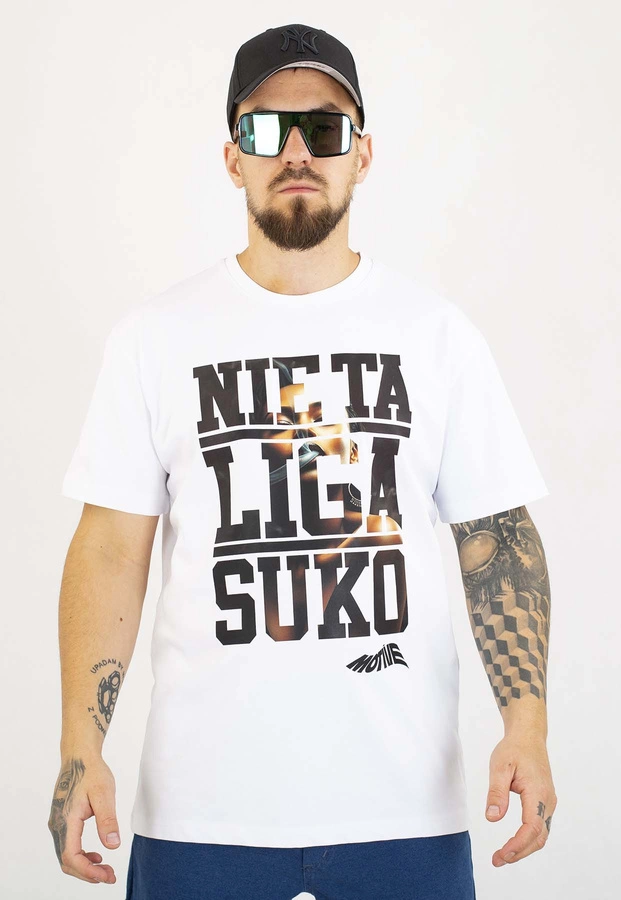 T-shirt Motive Nie Ta Liga Smoke biały