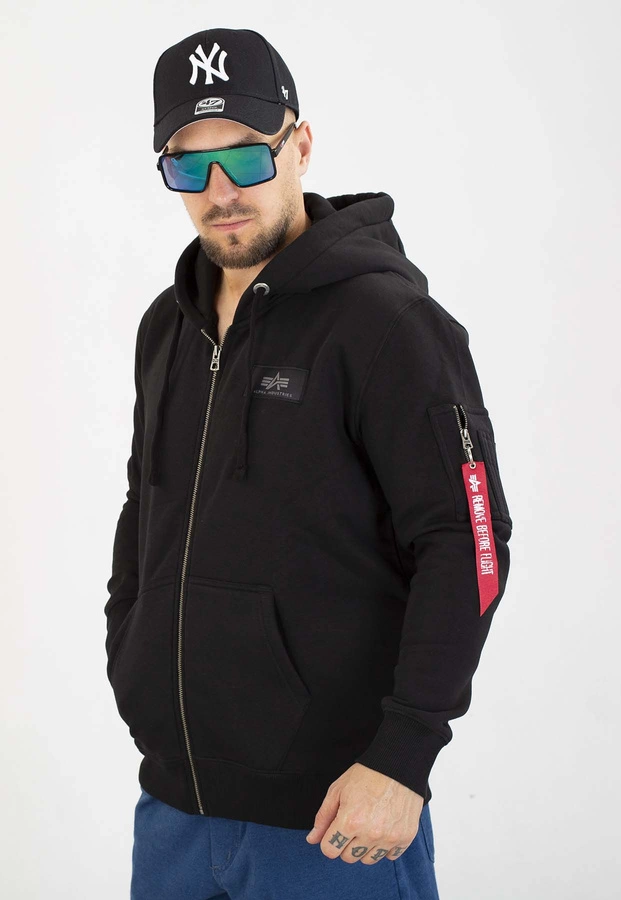 Bluza Alpha Industries ZIP Z Kapturem Back Print 128342 czarna