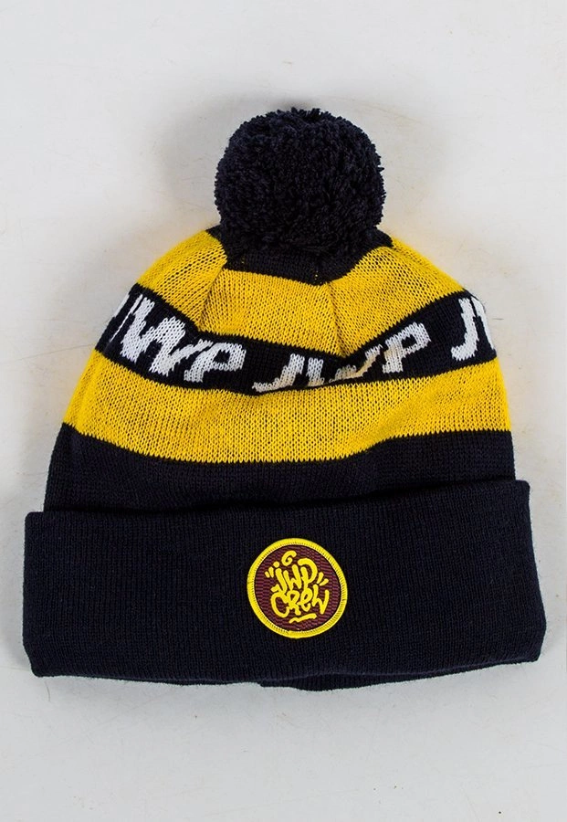 Czapka JWP Stripes Pompon granatowo żółta