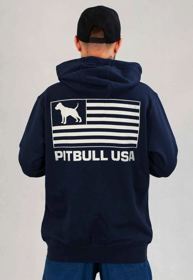 Bluza Pit Bull Z Kapturem Zip Terry Pitbull USA granatowa