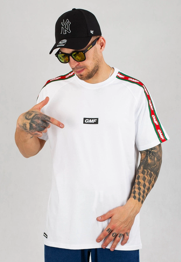 T-shirt Ganja Mafia GMF Stripe biały