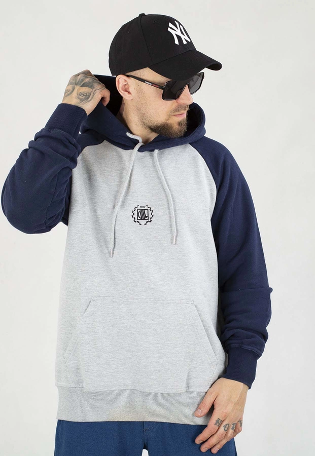 Bluza Diil Z Kapturem Reglan szaro granatowa