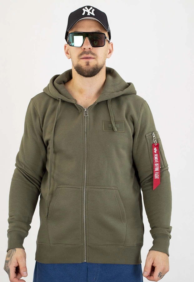 Bluza Alpha Industries ZIP Z Kapturem Back Print 128342 oliwkowa